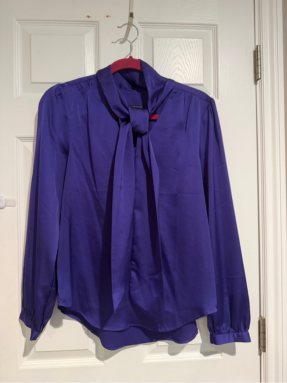 Ann Taylor Violet Tie-Neck Blouse